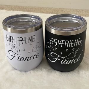Fiancé & Fiancée Engagement Gift 12 oz Wine Tumbler Set